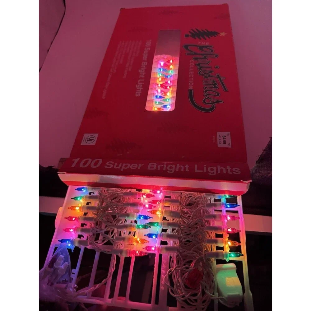 Vintage The Christmas Collection 100 Super Bright Lights Multi Bulb Wire